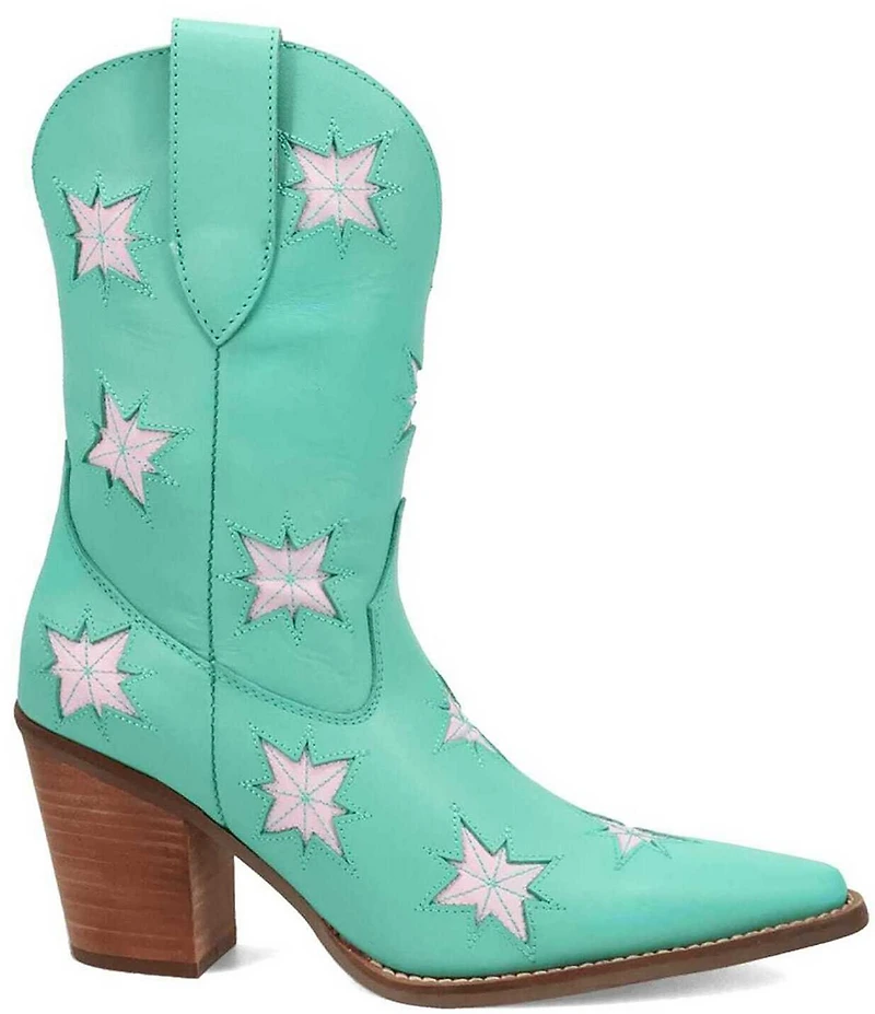Dingo Starburst Leather Star Cut Out Western Mid Calf Boots
