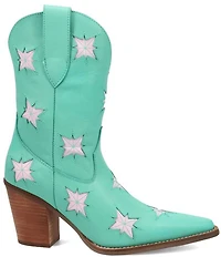 Dingo Starburst Leather Star Cut Out Western Mid Calf Boots