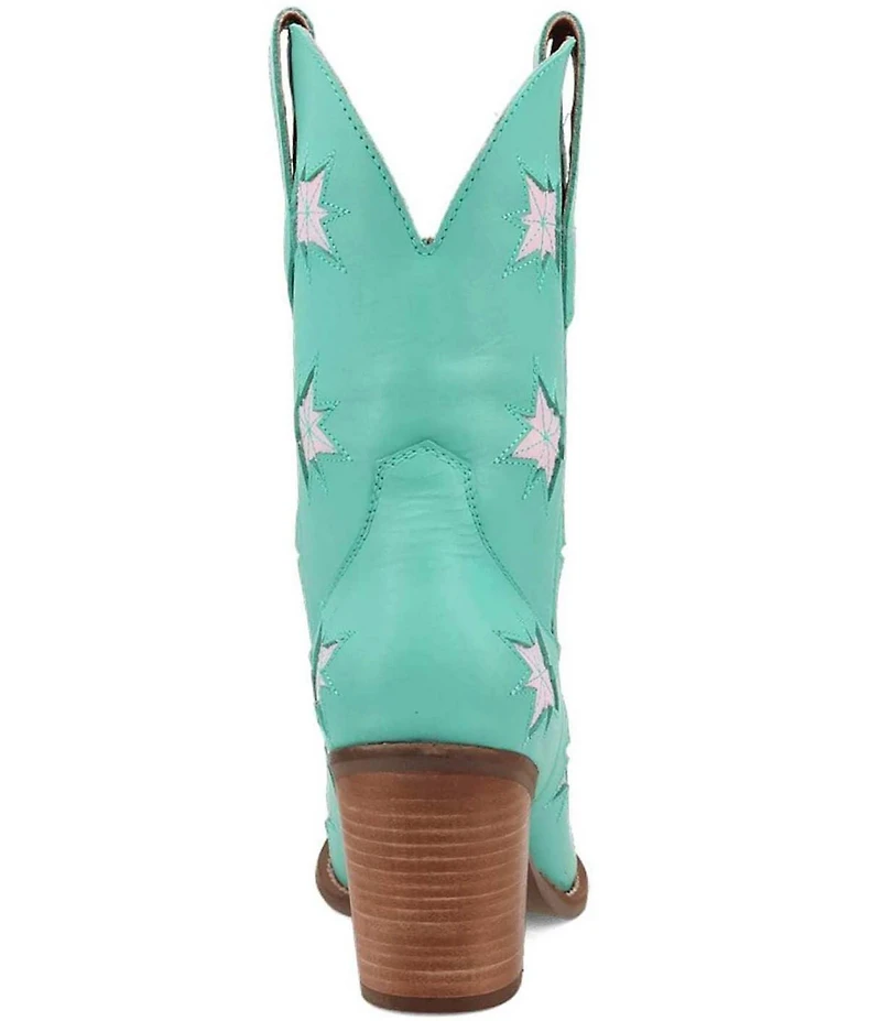 Dingo Starburst Leather Star Cut Out Western Mid Calf Boots