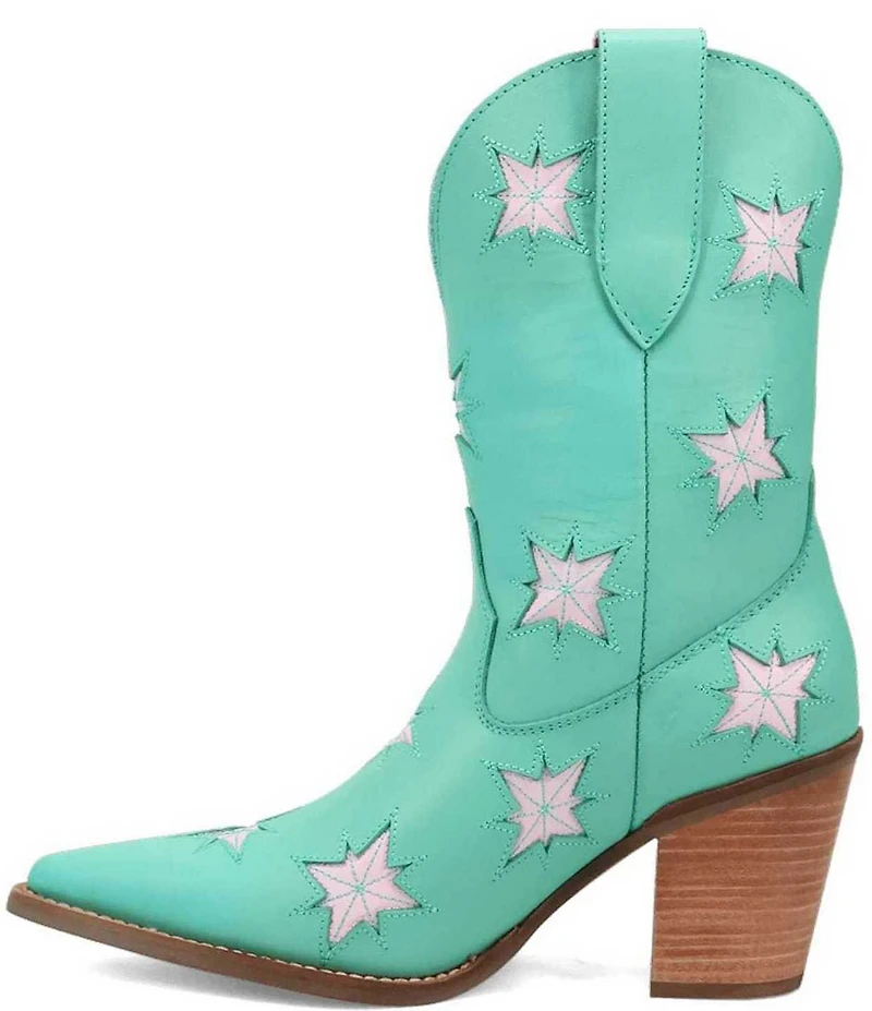 Dingo Starburst Leather Star Cut Out Western Mid Calf Boots