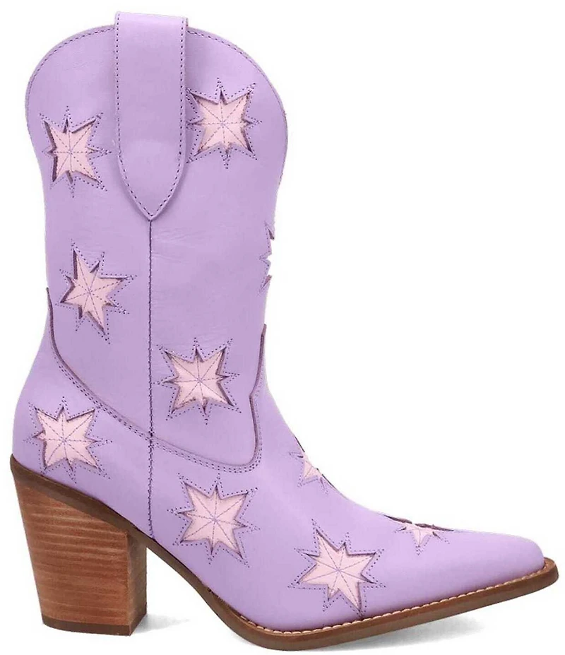 Dingo Starburst Leather Star Cut Out Western Mid Calf Boots