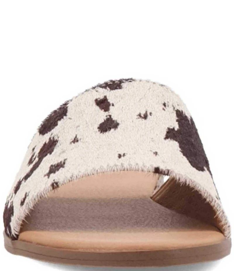 Dingo Tabby Cow Print Calf Hair Slides
