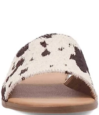 Dingo Tabby Cow Print Calf Hair Slides