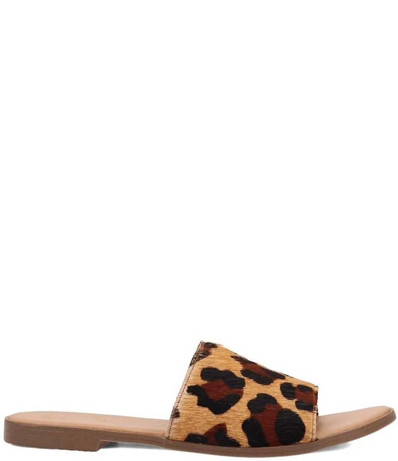Dingo Tabby Leopard Print Calf Hair Slides