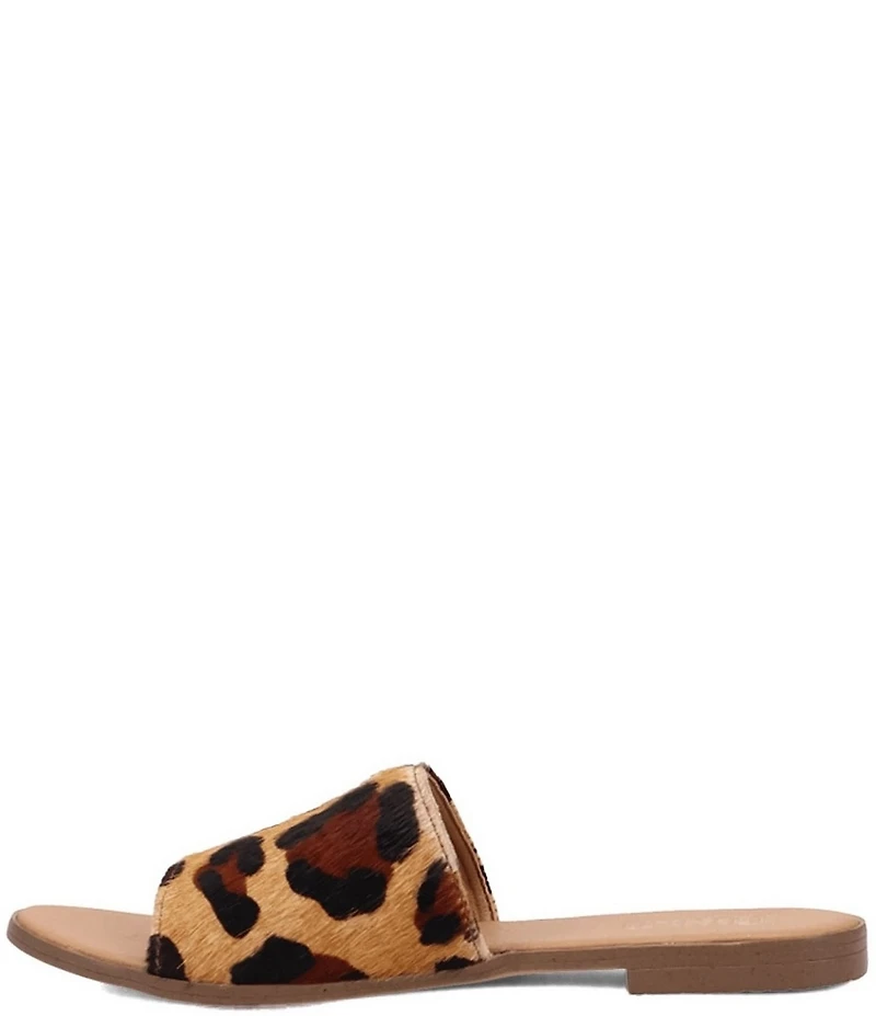 Dingo Tabby Leopard Print Calf Hair Slides