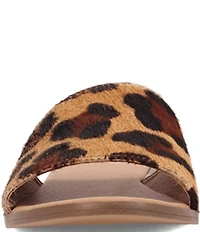 Dingo Tabby Leopard Print Calf Hair Slides