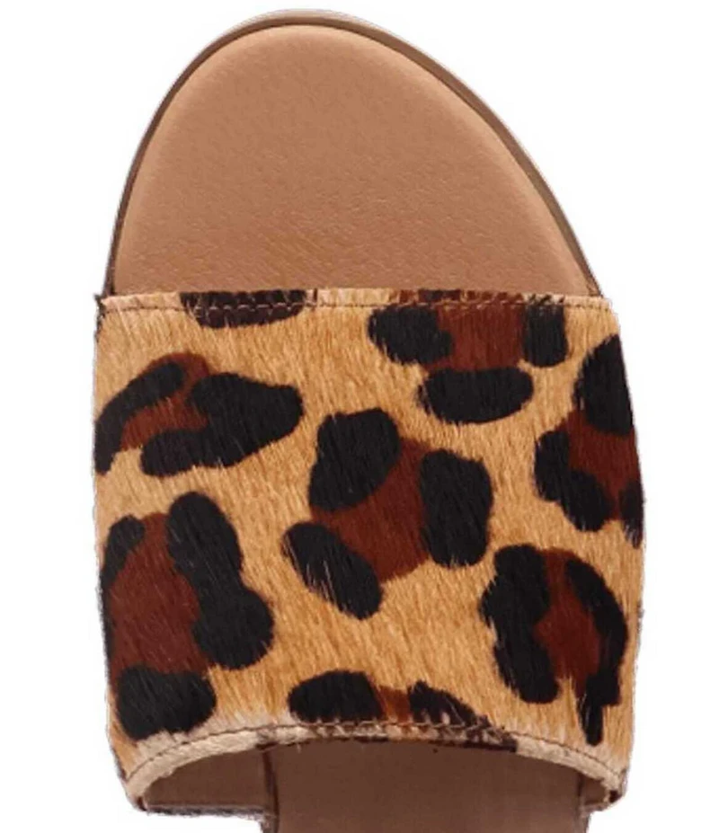 Dingo Tabby Leopard Print Calf Hair Slides