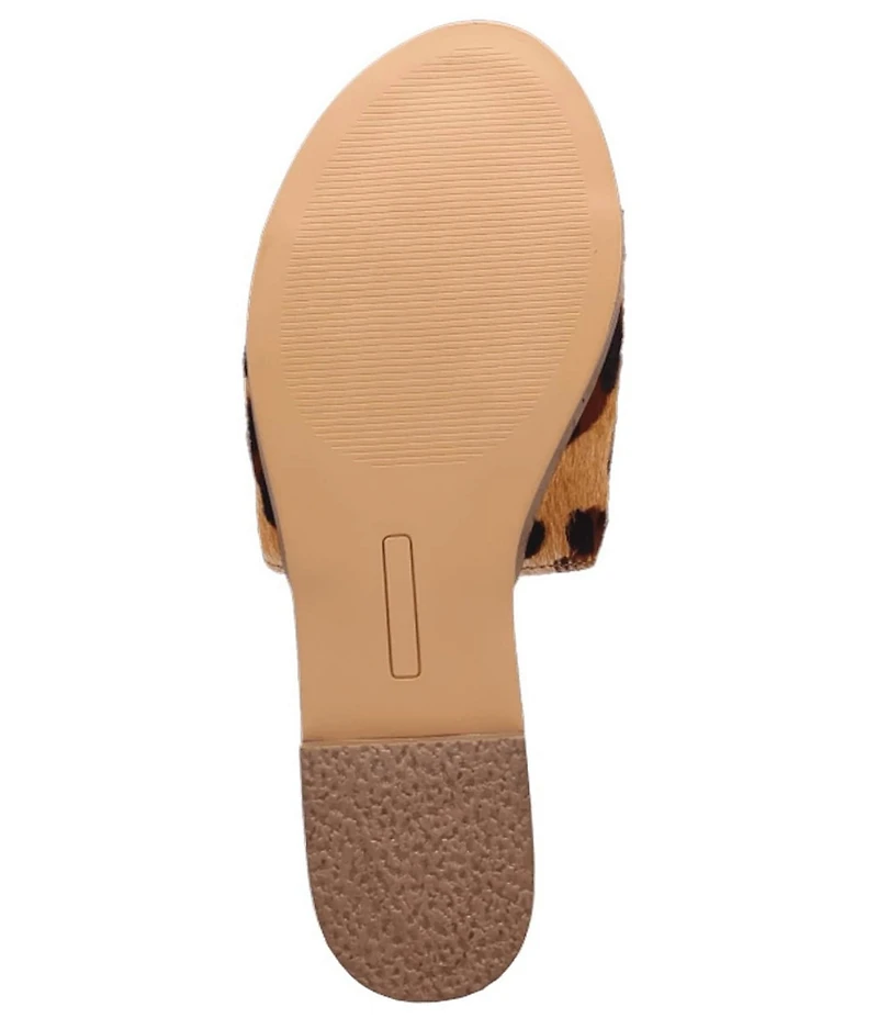 Dingo Tabby Leopard Print Calf Hair Slides