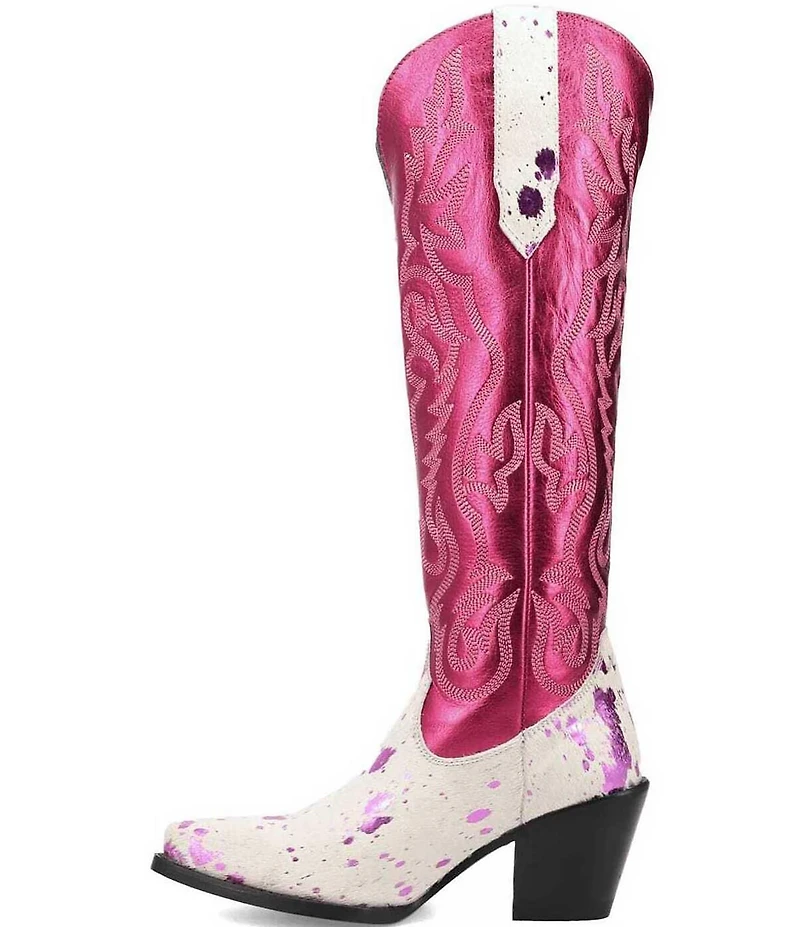 Dingo Take No Bull Calf Hair and Metallic Leather Tall Western Boots
