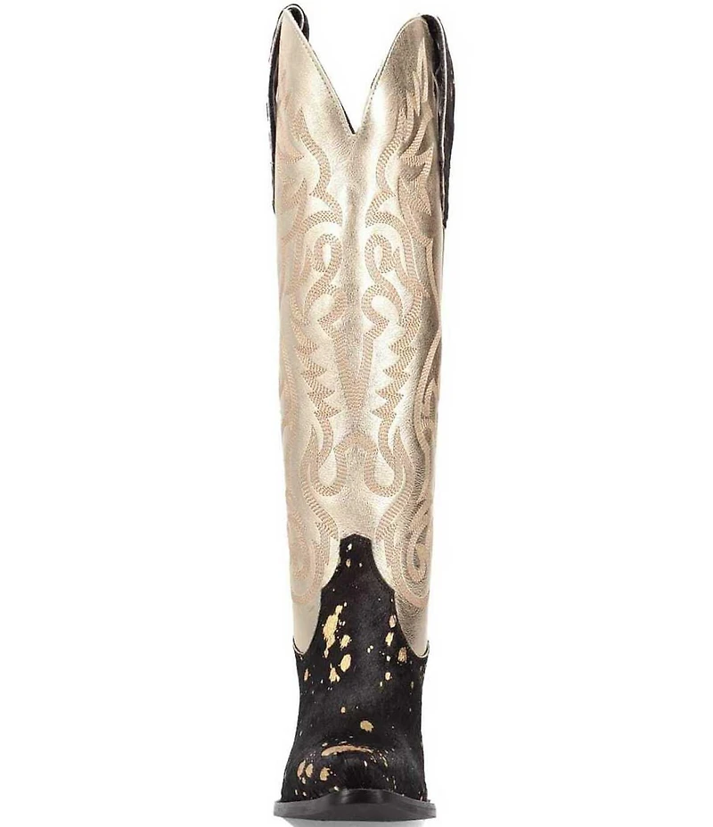 Dingo Take No Bull Calf Hair and Metallic Leather Tall Western Boots
