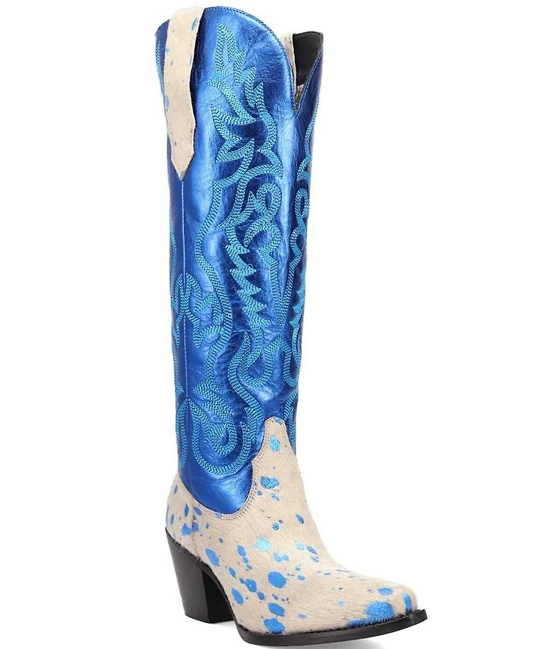 Dingo Take No Bull Calf Hair and Metallic Leather Tall Western Boots