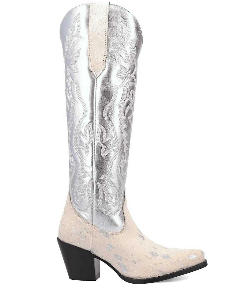 Dingo Take No Bull Calf Hair and Metallic Leather Tall Western Boots