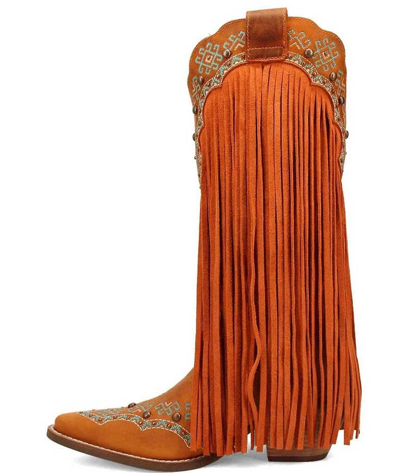 Dingo Tequila Sunrise Leather Fringe Western Boots