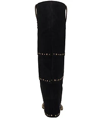 Dingo Texani Leather Studded Cuffed Suede Shaft Tall Western Boots