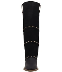 Dingo Texani Leather Studded Cuffed Suede Shaft Tall Western Boots
