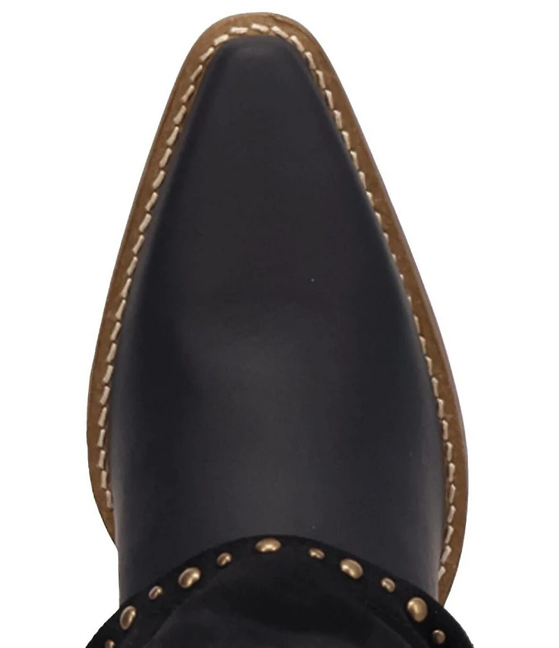 Dingo Texani Leather Studded Cuffed Suede Shaft Tall Western Boots