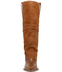 Dingo Texani Leather Studded Cuffed Suede Shaft Tall Western Boots