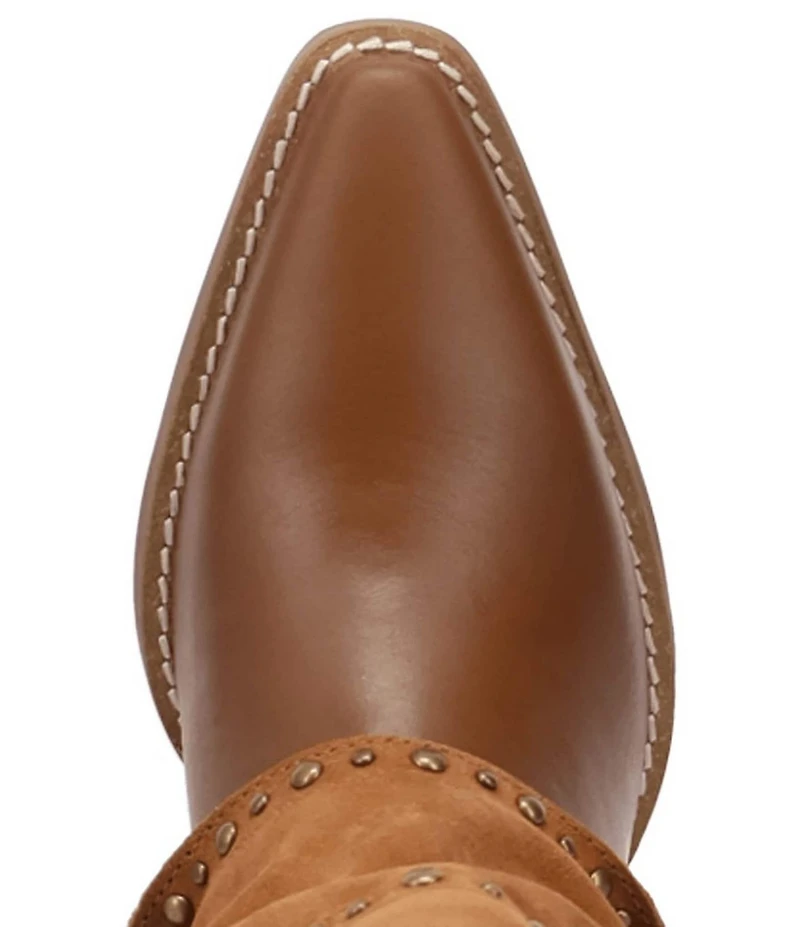 Dingo Texani Leather Studded Cuffed Suede Shaft Tall Western Boots