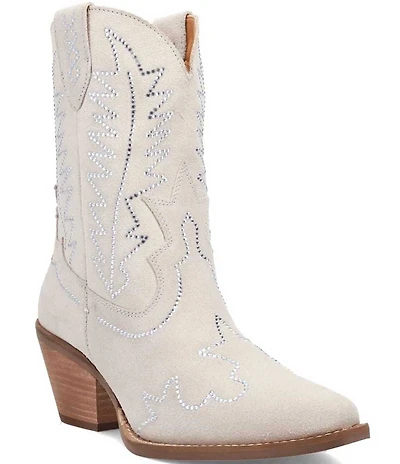Dingo Tiny Pony Suede Rhinestone Mid Calf Western Boots