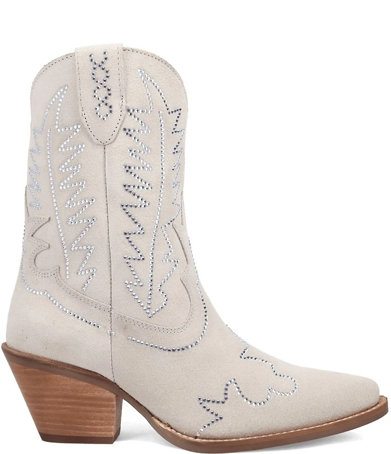 Dingo Tiny Pony Suede Rhinestone Mid Calf Western Boots