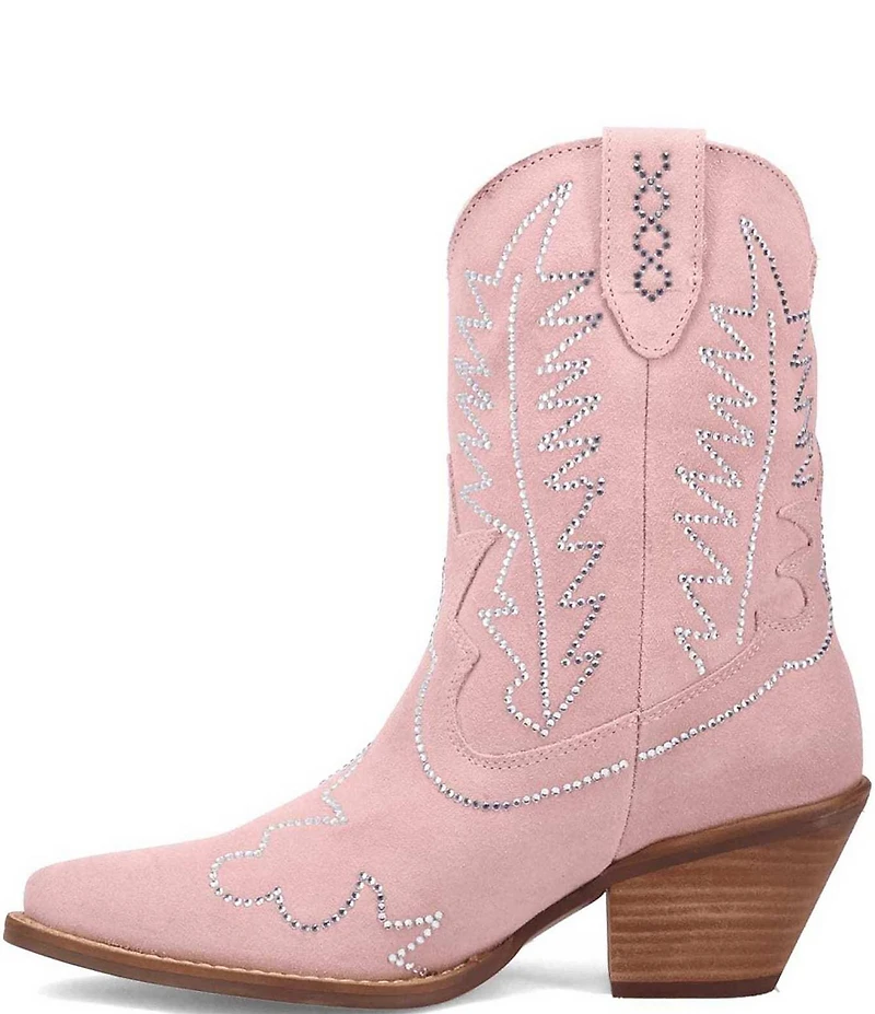 Dingo Tiny Pony Suede Rhinestone Mid Calf Western Boots