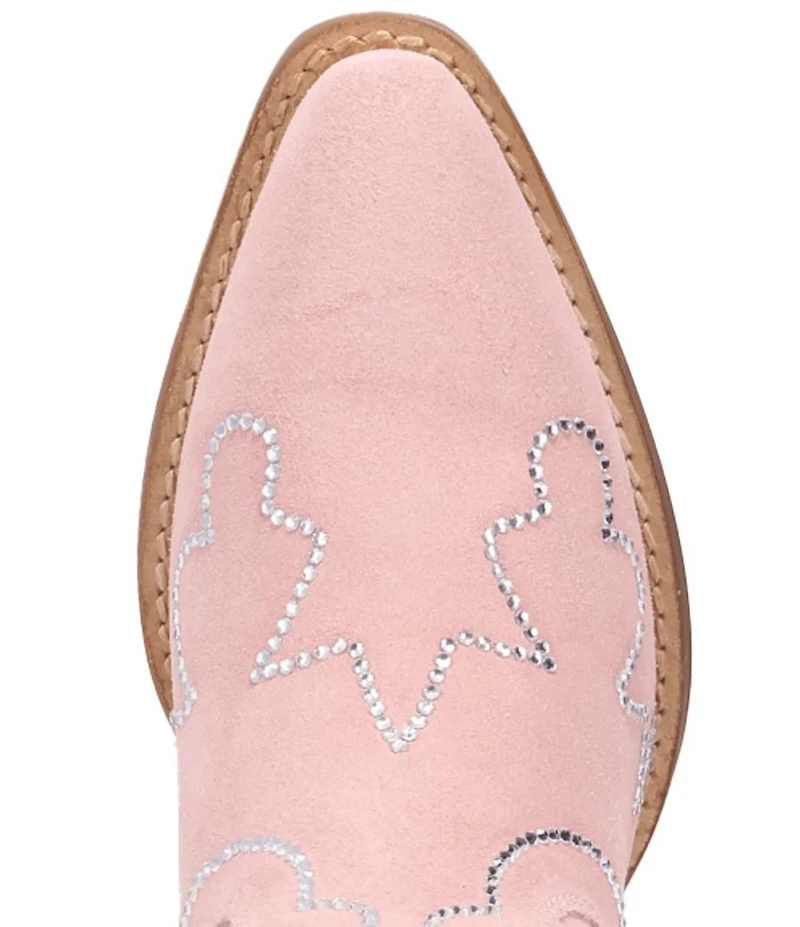 Dingo Tiny Pony Suede Rhinestone Mid Calf Western Boots