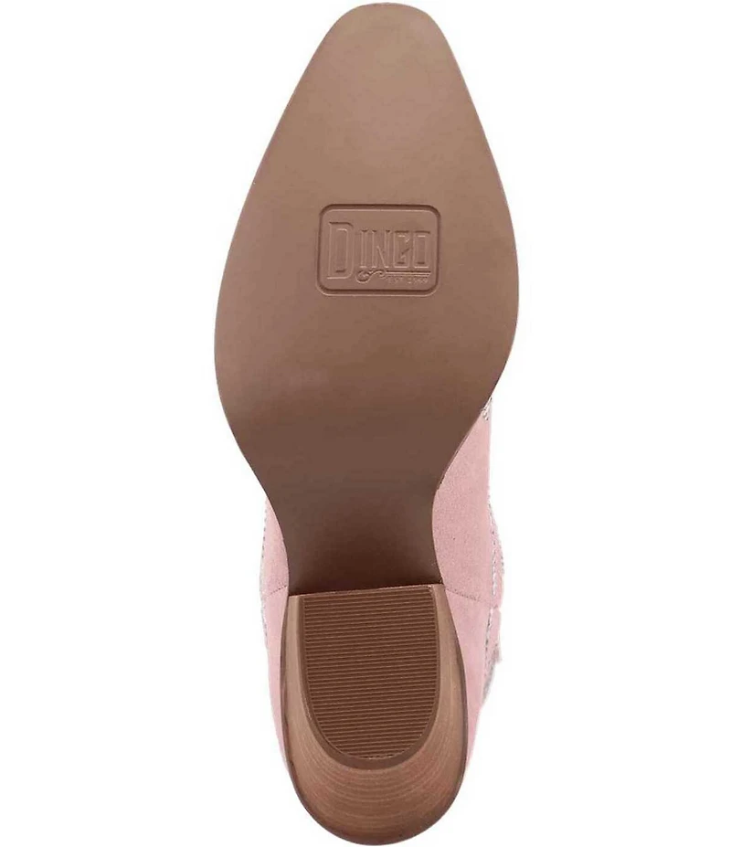 Dingo Tiny Pony Suede Rhinestone Mid Calf Western Boots