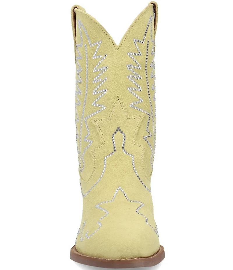 Dingo Tiny Pony Suede Rhinestone Mid Calf Western Boots