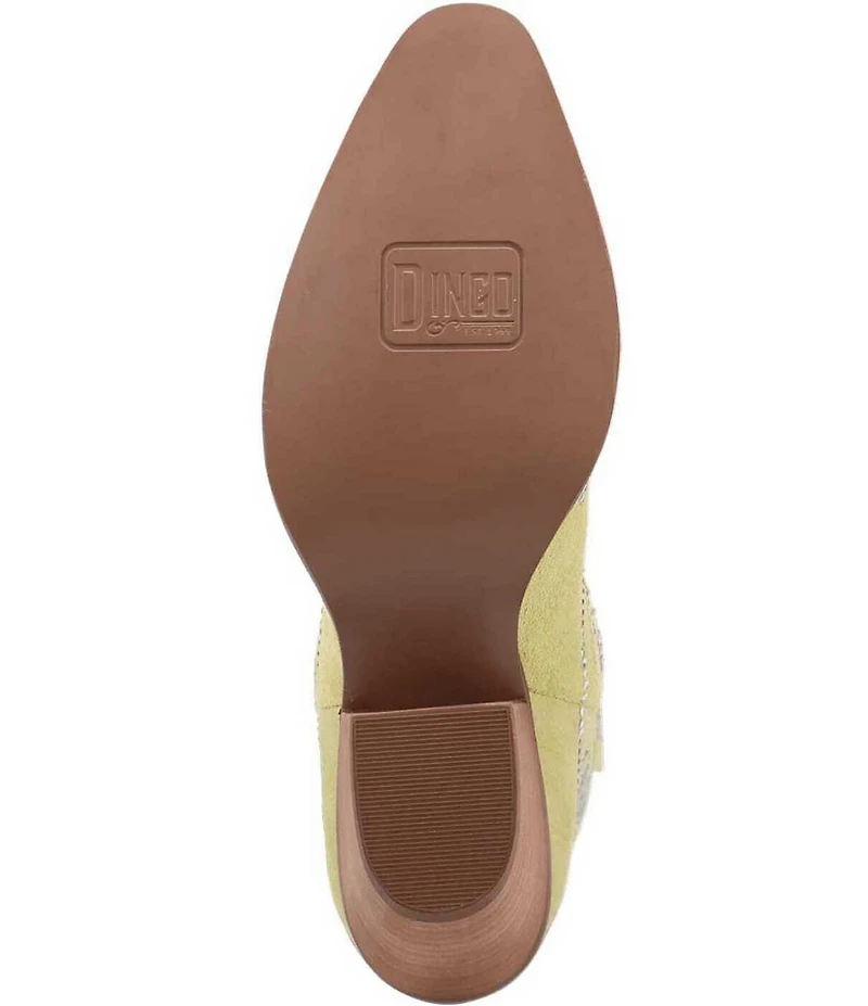 Dingo Tiny Pony Suede Rhinestone Mid Calf Western Boots