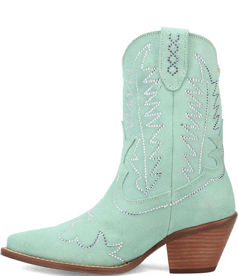 Dingo Tiny Pony Suede Rhinestone Mid Calf Western Boots