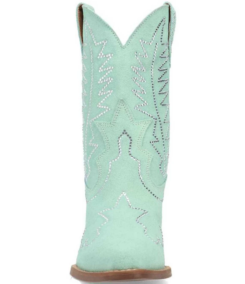 Dingo Tiny Pony Suede Rhinestone Mid Calf Western Boots