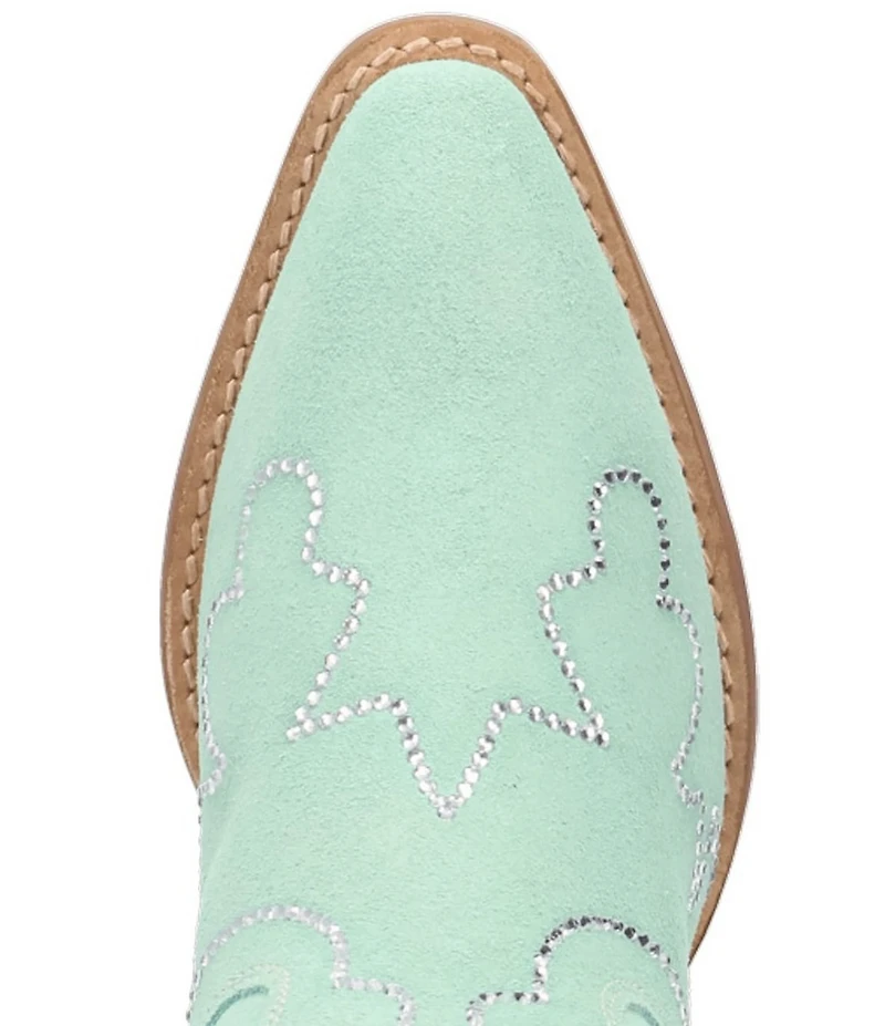 Dingo Tiny Pony Suede Rhinestone Mid Calf Western Boots