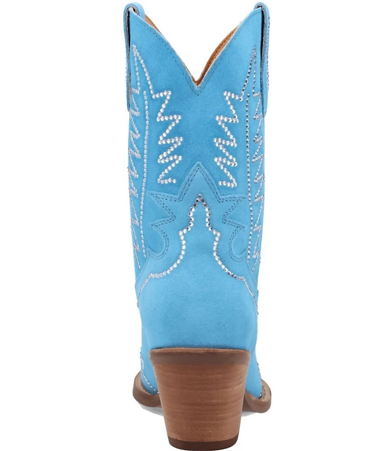 Dingo Tiny Pony Suede Rhinestone Mid Calf Western Boots