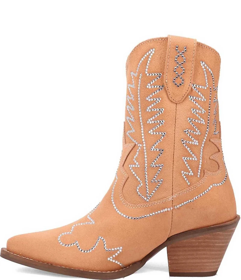 Dingo Tiny Pony Suede Rhinestone Mid Calf Western Boots