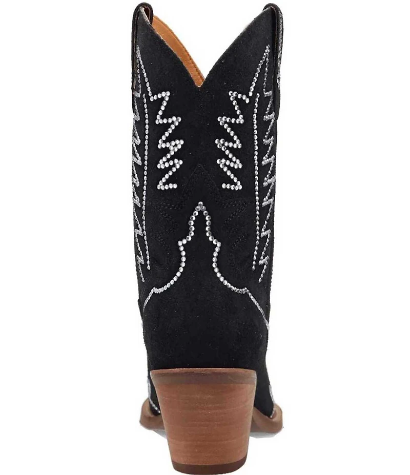 Dingo Tiny Pony Suede Rhinestone Mid Calf Western Boots