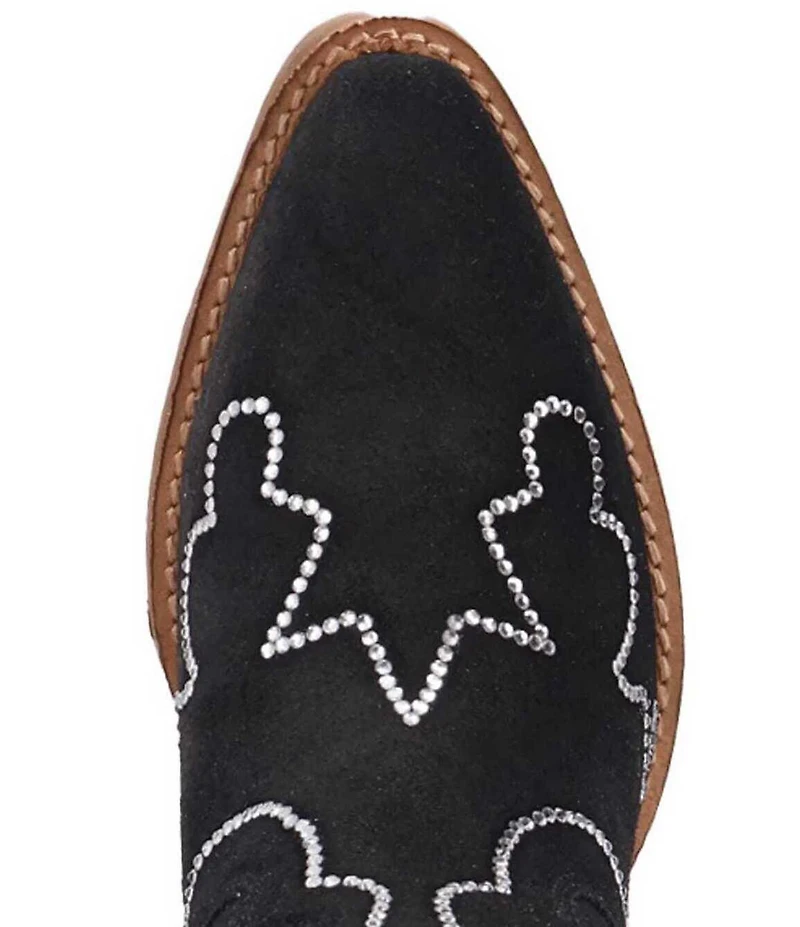 Dingo Tiny Pony Suede Rhinestone Mid Calf Western Boots