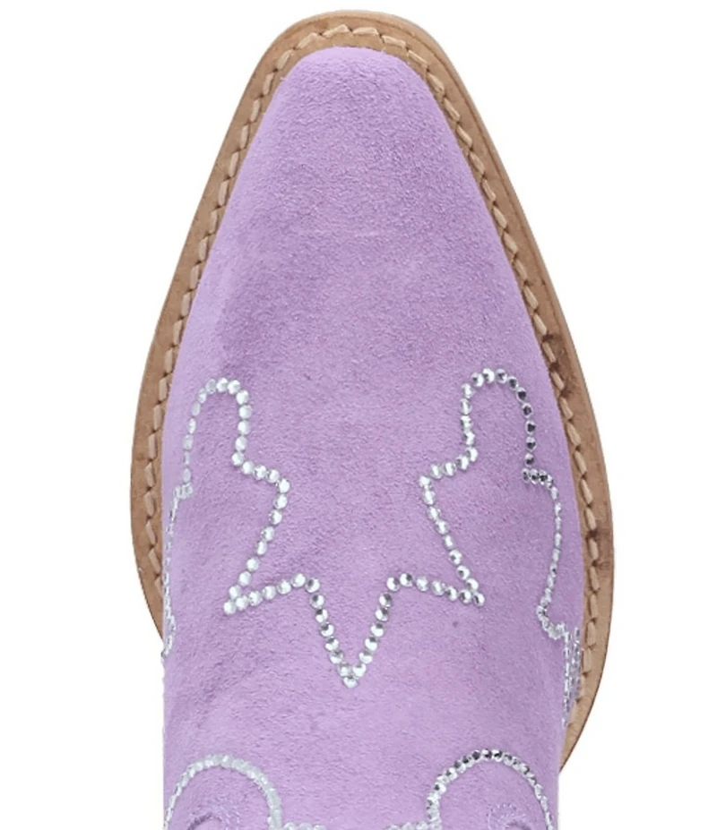 Dingo Tiny Pony Suede Rhinestone Mid Calf Western Boots