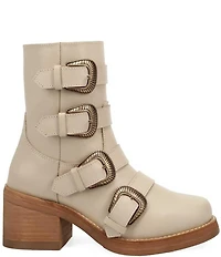 Dingo Topanga Leather Buckle Straps Block Heel Booties