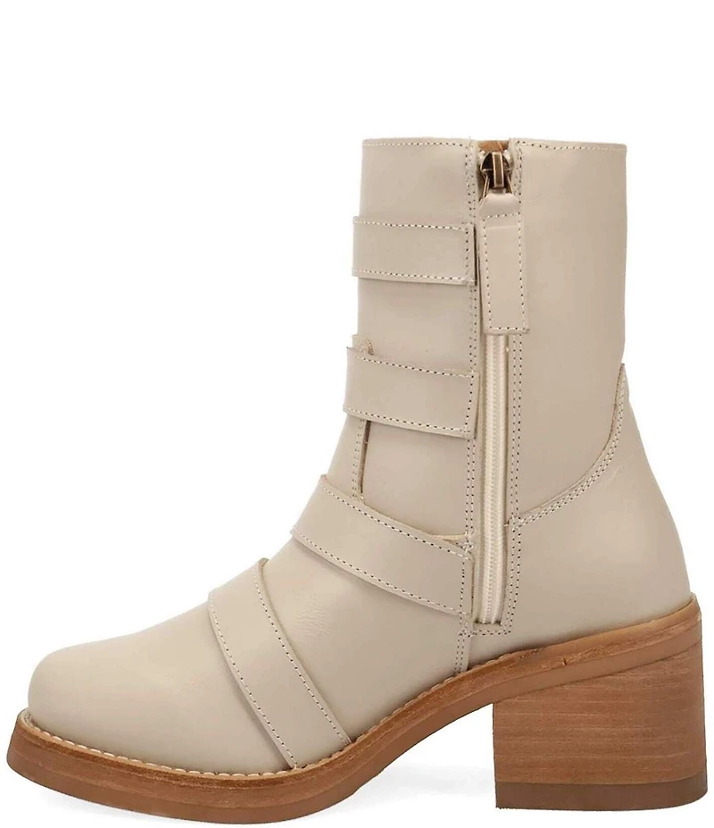 Dingo Topanga Leather Buckle Straps Block Heel Booties