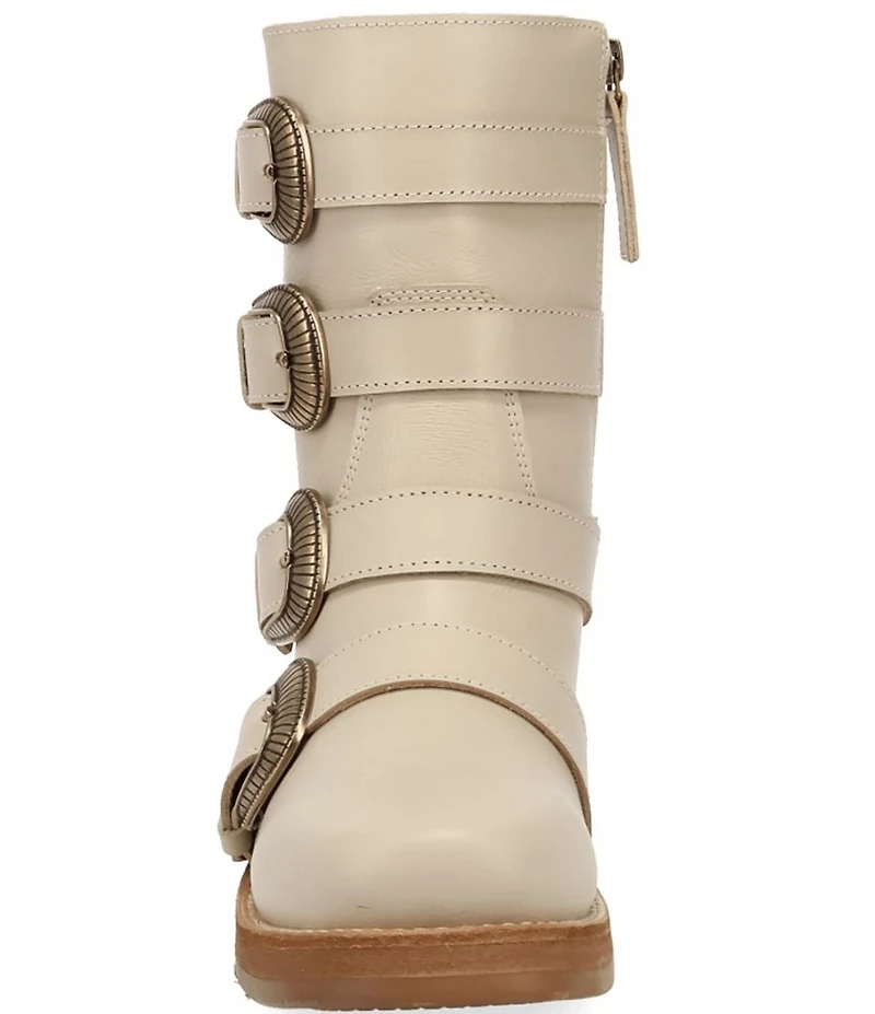 Dingo Topanga Leather Buckle Straps Block Heel Booties