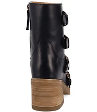 Dingo Topanga Leather Buckle Straps Block Heel Booties