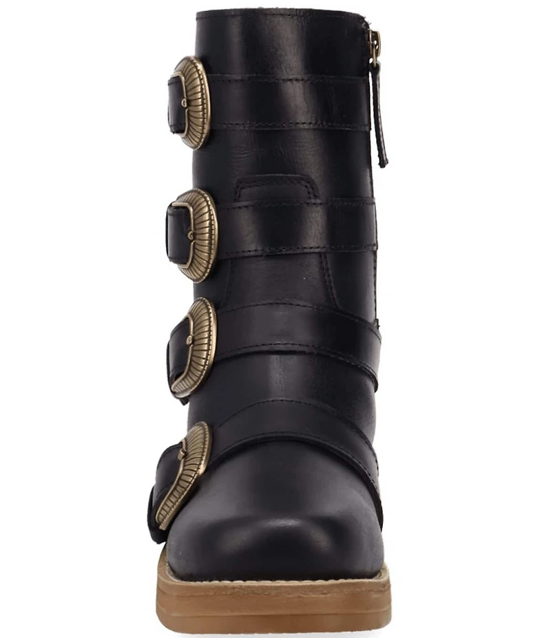 Dingo Topanga Leather Buckle Straps Block Heel Booties