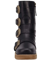Dingo Topanga Leather Buckle Straps Block Heel Booties