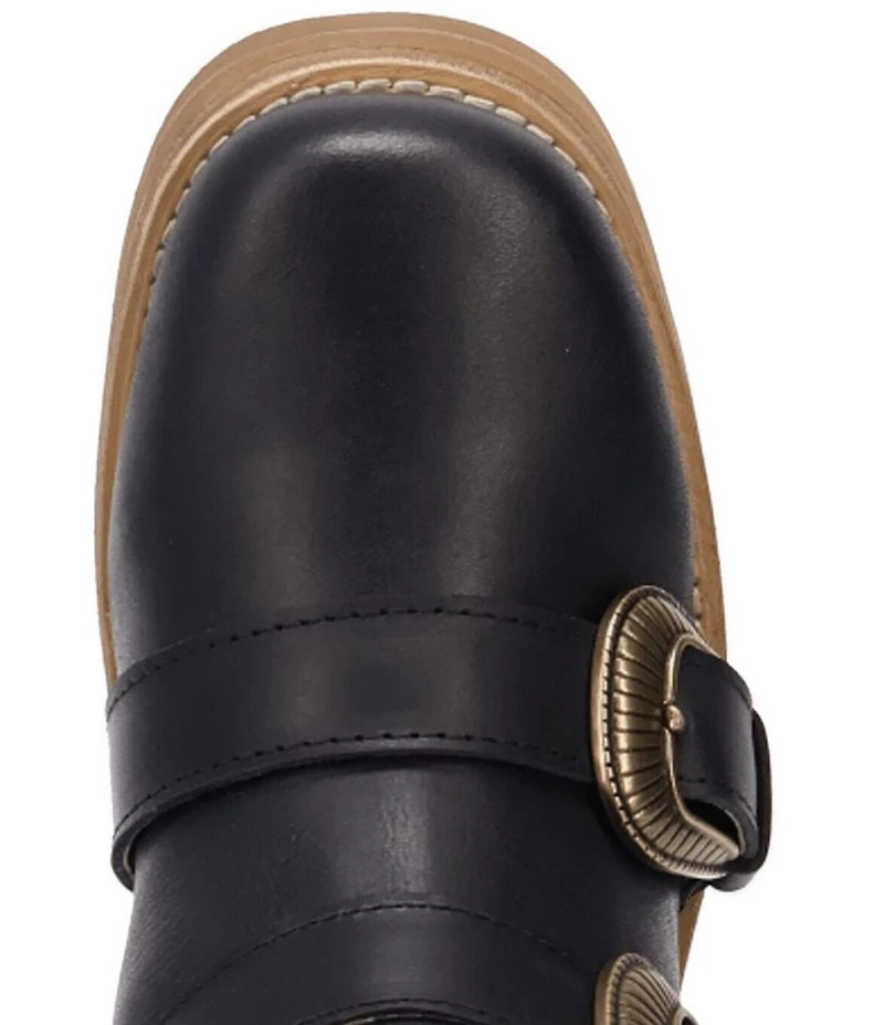 Dingo Topanga Leather Buckle Straps Block Heel Booties