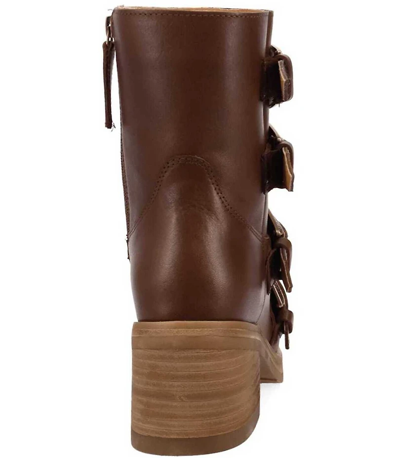 Dingo Topanga Leather Buckle Straps Block Heel Booties