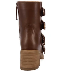 Dingo Topanga Leather Buckle Straps Block Heel Booties