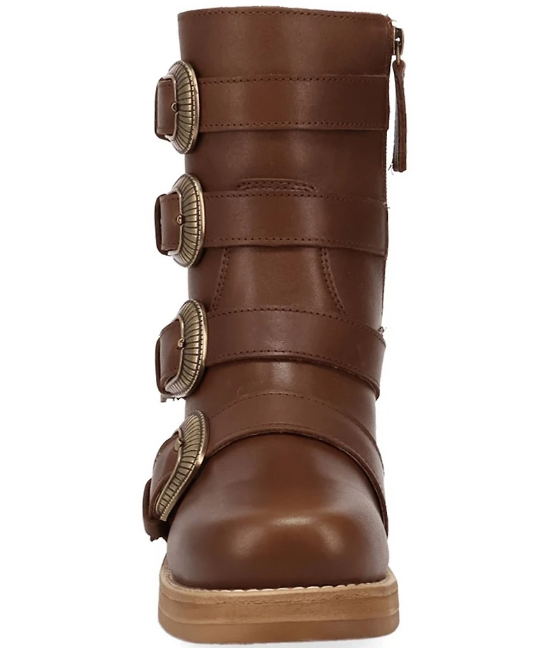 Dingo Topanga Leather Buckle Straps Block Heel Booties