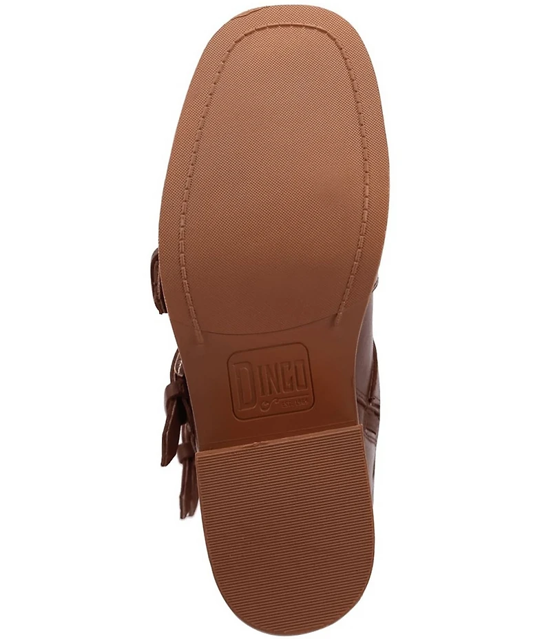 Dingo Topanga Leather Buckle Straps Block Heel Booties