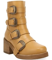Dingo Topanga Leather Buckle Straps Block Heel Booties