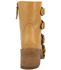 Dingo Topanga Leather Buckle Straps Block Heel Booties